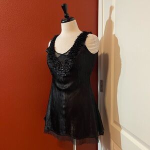 Komarov Women’s Black Lace Fairy Goth Crinkle Whimsigoth‎ Tank Top